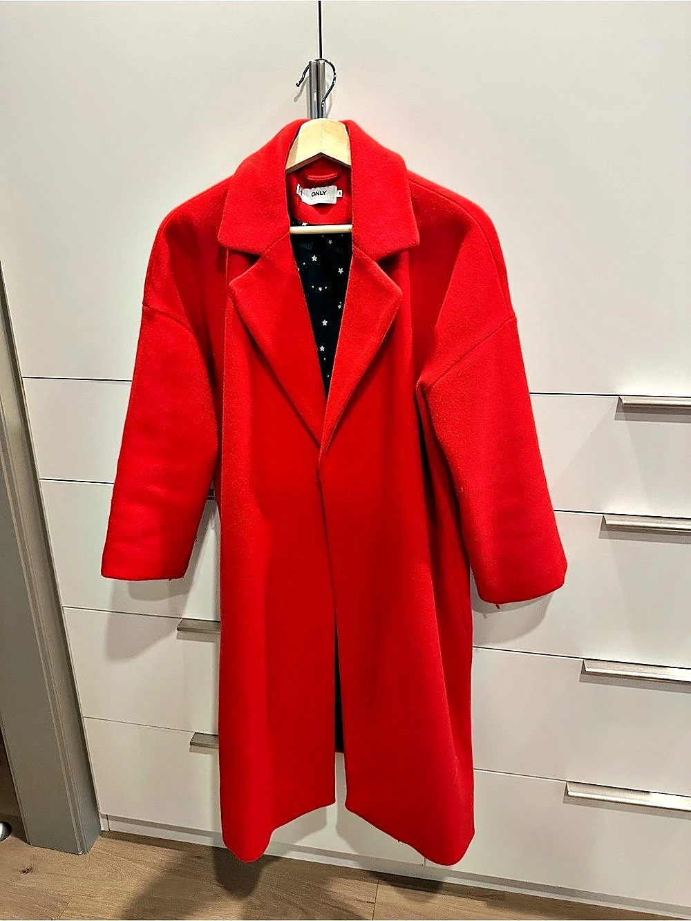 ONLY Red & Black Plaid Lined Coat Small Like New